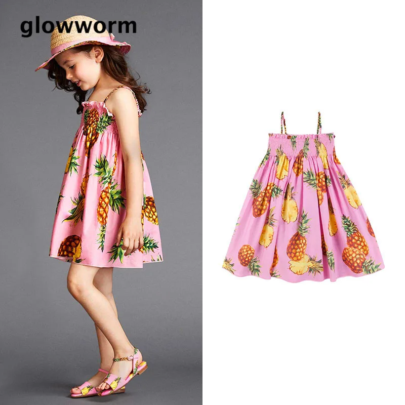 

GlowwormKids Summer Fashion Runway Baby Girls Dress Printed Beach Girls Dress Senior Girls Wear 2-7T hs080