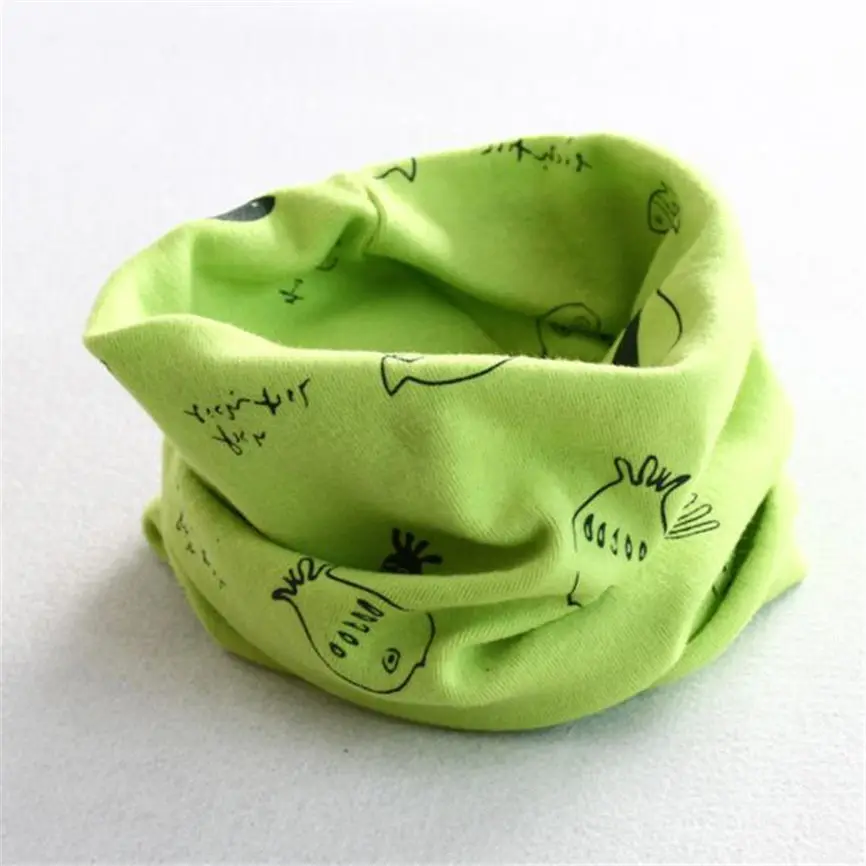 Мультяшный шарф, осенне-зимний хлопковый симпатичный шарф для маленьких мальчиков и девочек, хлопковые шейные шарфы с круглым кольцом, 40*37 см - Цвет: Green