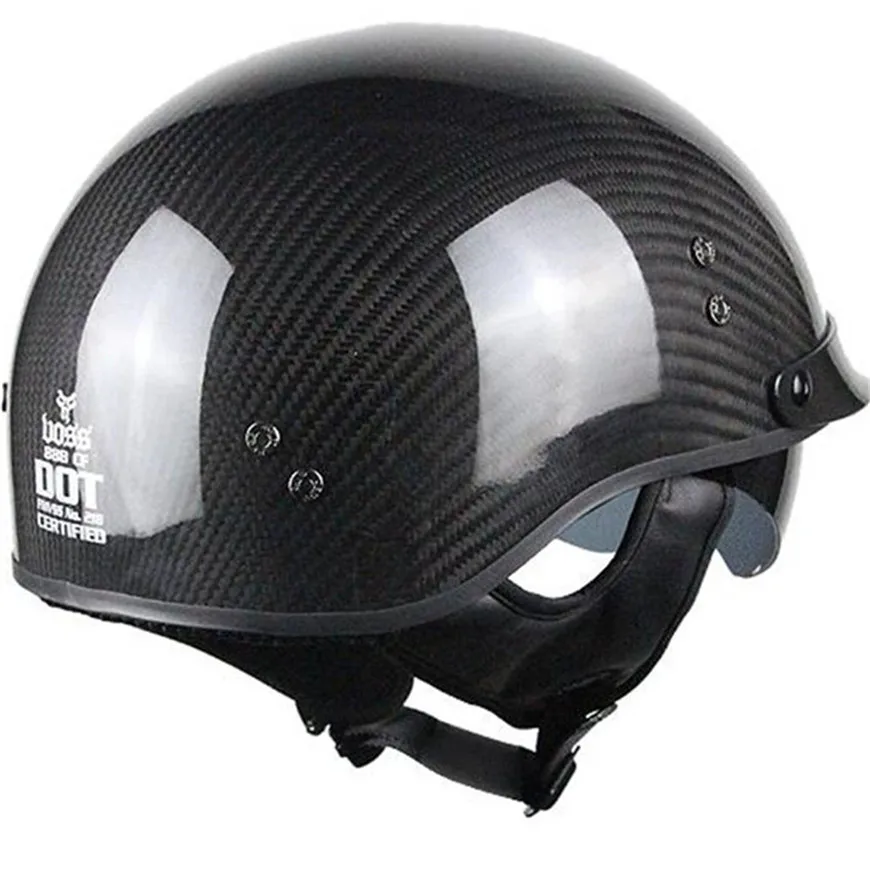 carbon fiber Motorcycle Motorbike Rider Half Retro for Helmet Visor With Collar Vespa Open Face Half Motor with dual lens