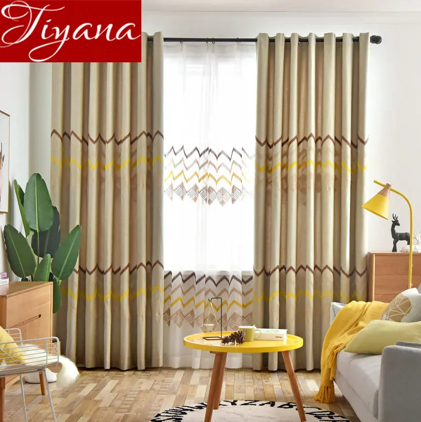 

Wave Stripe Curtain Blackout for Window Bedroom White Sheer Fabric Linen Drape Blinds Treatment Rideau X578#30