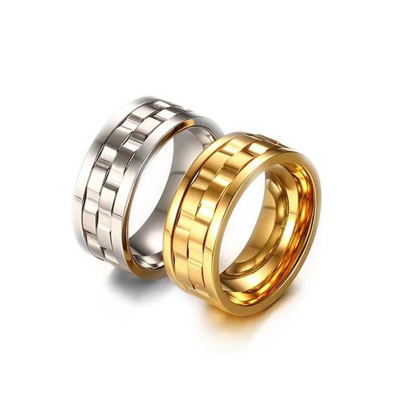 Мужское медитационное кольцо из нержавеющей стали золотистого цвета|ring for|rings for