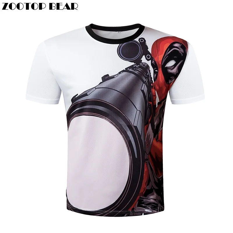 2016 Для мужчин футболка 3D Дэдпул Забавный Топ короткий рукав шею продлить футболки дышащая Harajuku Горячая Качество Повседневное футболка WAIBO
