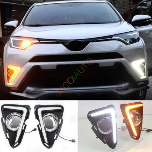 

For Toyota RAV4 2016-2018 DRL LED Daytime Running Light Fog Lamp W/ Turn Signal
