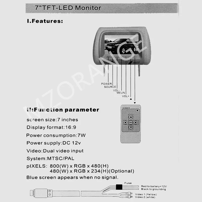 Прямая поставка с фабрики подголовник монитор AV USB SD MP5 FM динамик дисплей 7 дюймов TFT светодиодный экран Подушка монитор черный серый Быстрая