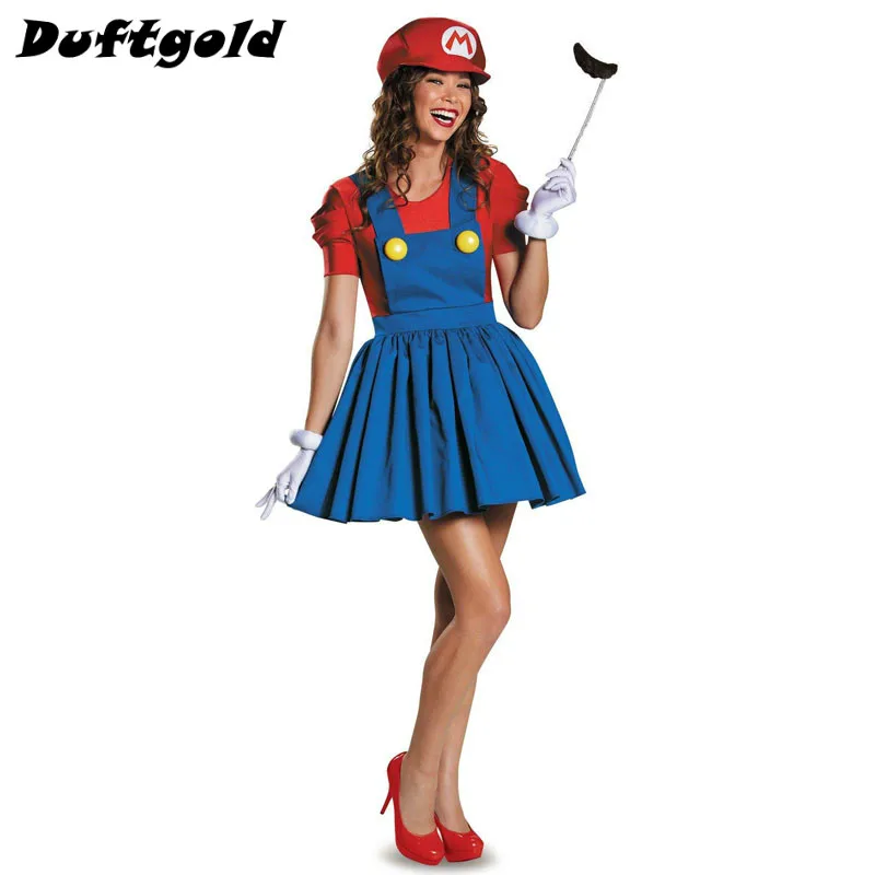 

2017 New Fashion Girl Halloween Super Mario Cosplay Costume Spandex Woman Dance Wear Nightclub Party Beautiful Clothing Duftgold