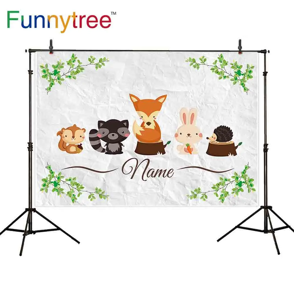 

Funnytree background for photo studio Paper texture cartoon woodland animals children birthday Safari party custom backdrop
