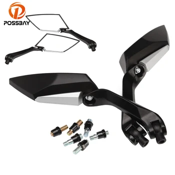 

POSSBAY 8/10mm Black Universal Motorcycle Mirrors Rear View Mirrors Scooter Side Mirror for Harley Honda Suzuki Retrovisor Moto