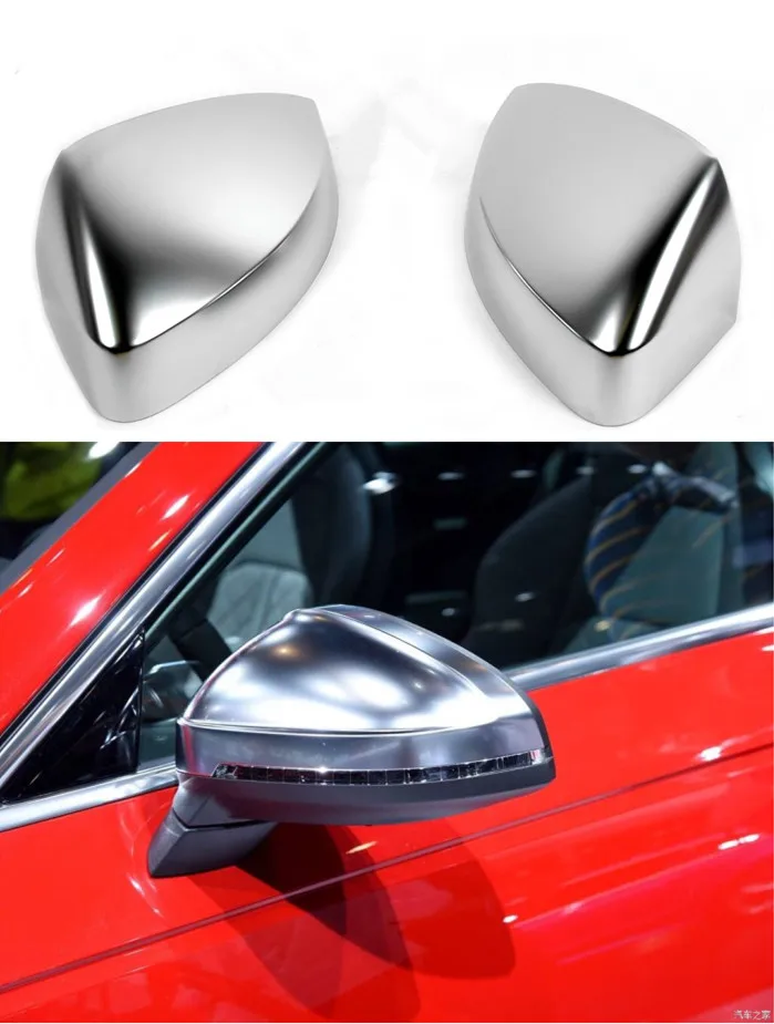 Pair of Matte Chrome Rearview Mirror Cover Protection Cap for A3 S3 8V 13-18