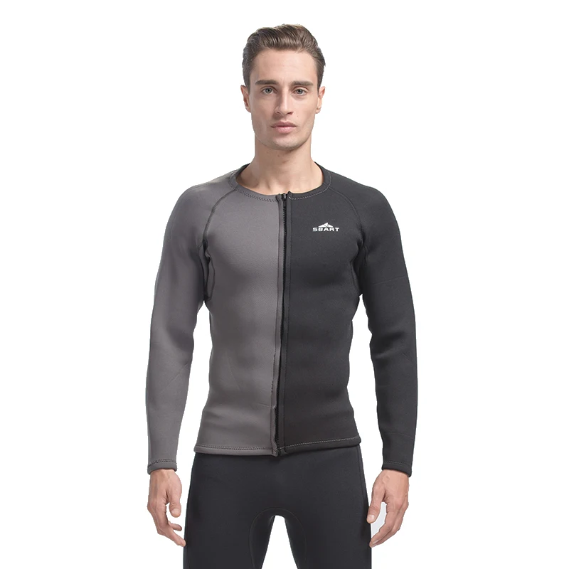 

SBART 3MM Neoprene Wetsuit Men Top Long Sleeve Sunscreen UV Keep Warm Surf Rash Guard Jacket For Diving Swimming Wetsuit Shirt L