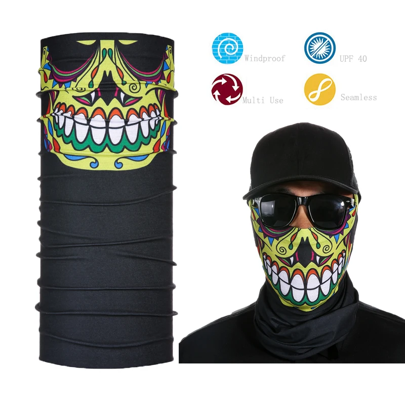 Skull Face Shield Mask Bandana Neck Scarf Headwear Tube Warmer UV