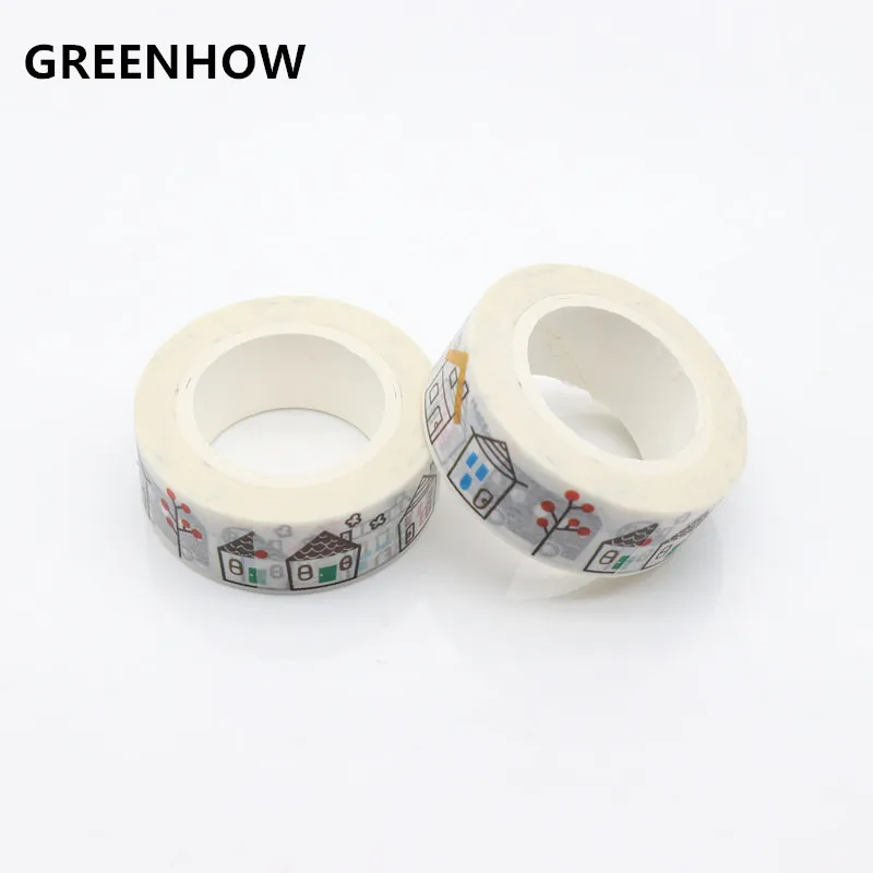 GREENHOW Colorful House City Washi Paper Masking Tapes Scrapbooking