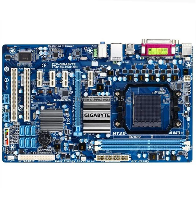 Для Gigabyte оригинальная б/у настольная материнская плата 780T-D3L 760G Socket AM3 + DDR3 SATA2 USB2.0 |