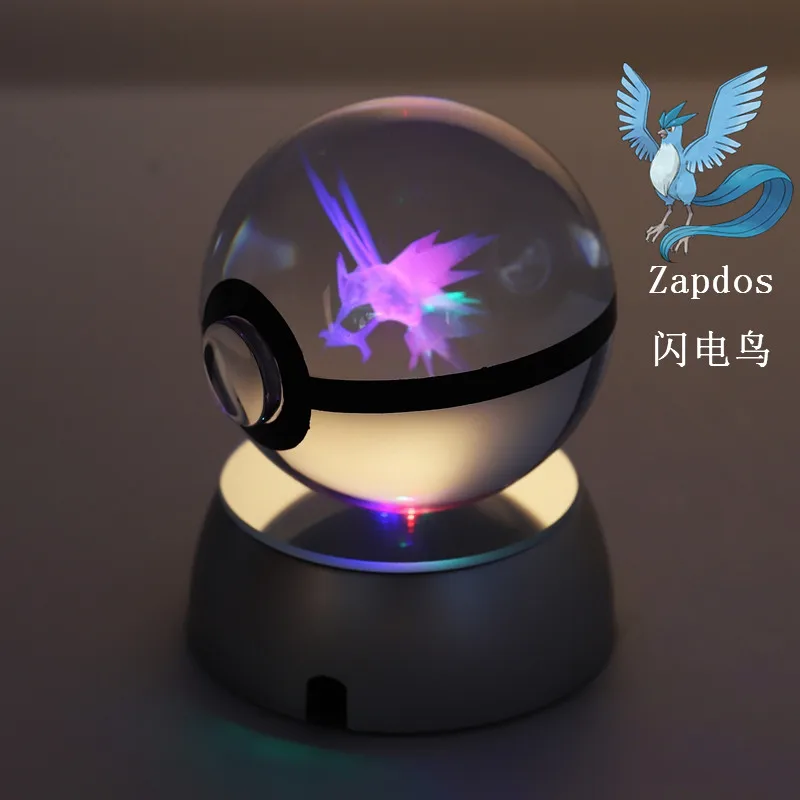 3D лазерный гравировальный шар Pokemon круглый кристалл с черной линией красивый