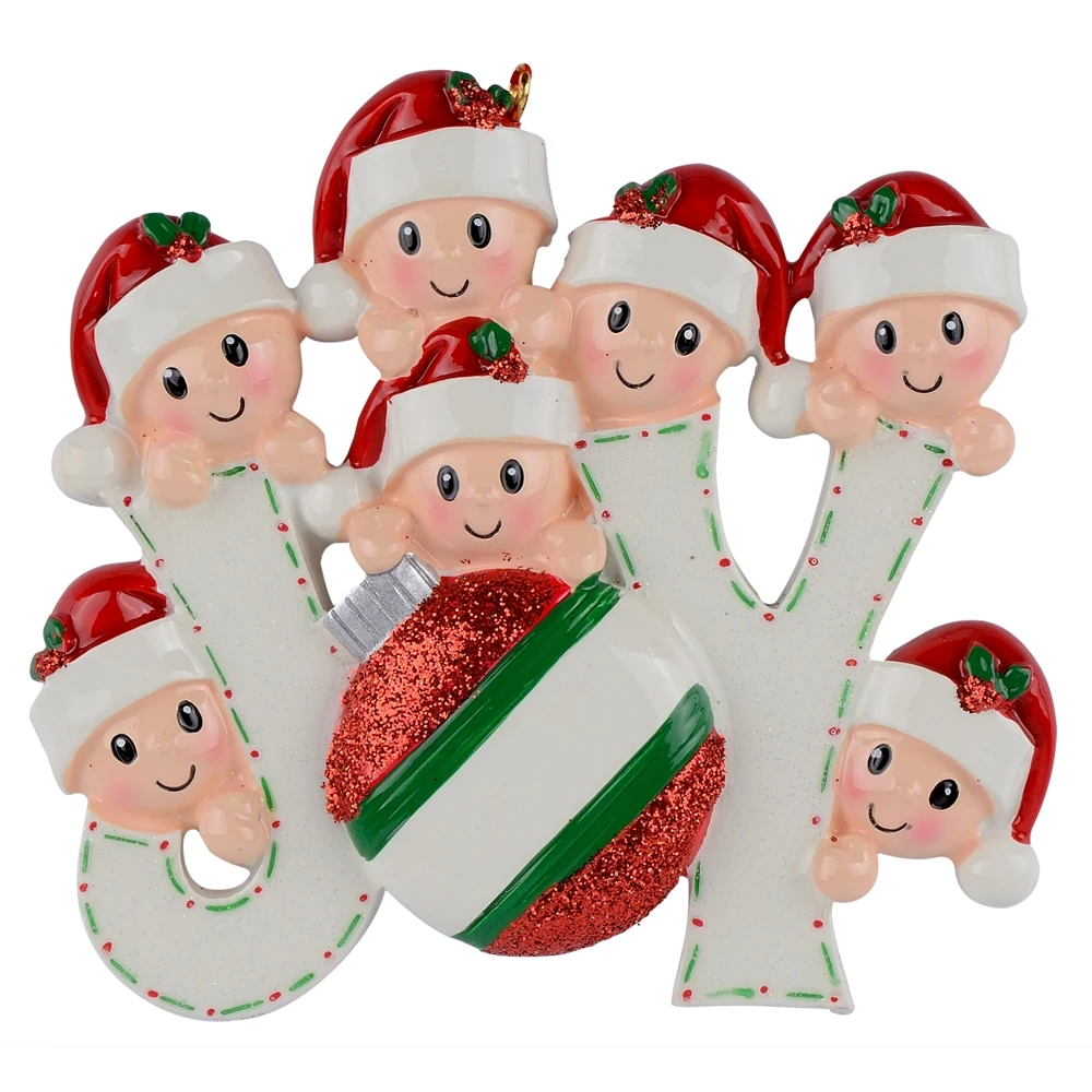 

Joy Family Members of 7 Personalized Christmas Holiday Ornaments