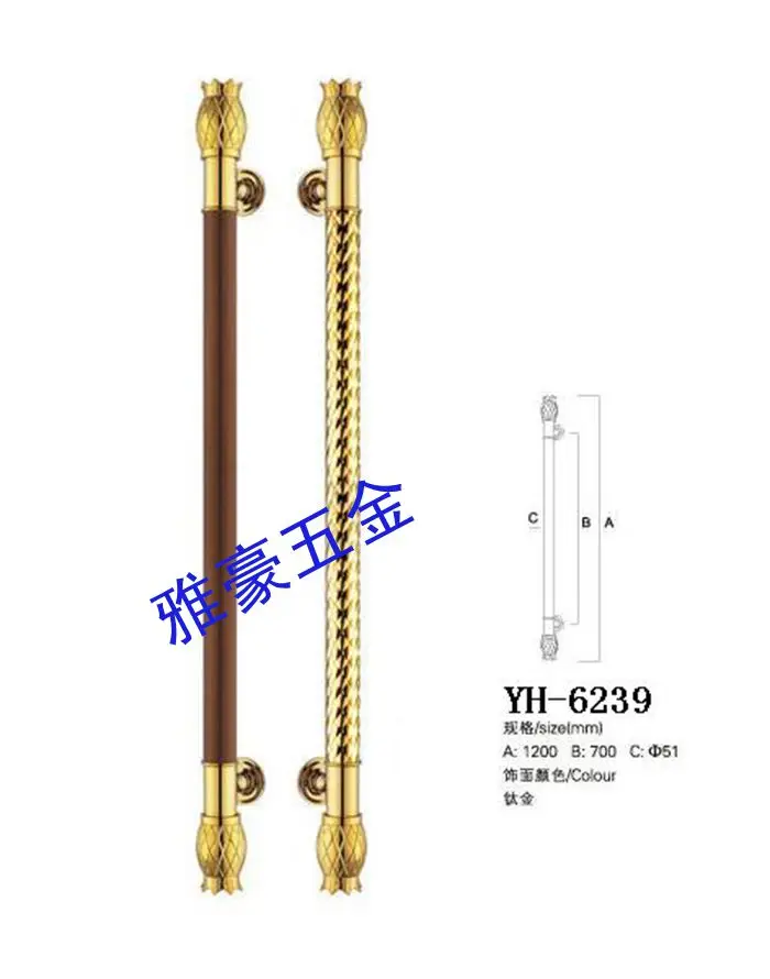 Chinese antique titanium bronze door handle modern luxury glass door