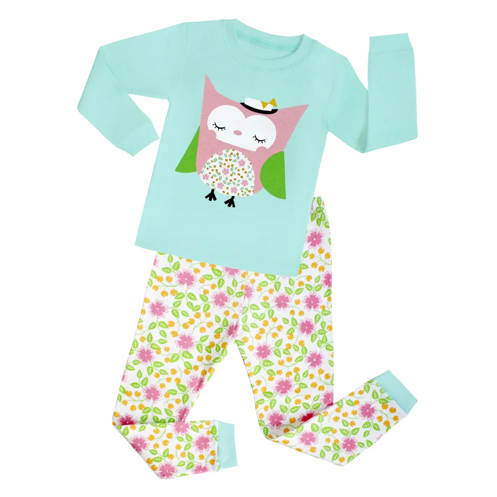 Рождественские розовые пижамы с принтом совы для маленьких девочек детские рождественские пижамы для детей от 1 до 8 лет, одежда для маленьких девочек - Цвет: PA09