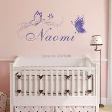 Butterfly Child Name Vinyl Wall Stickers Customer Name With Two Butterfly Creative Wall Art for Childen Room Decors