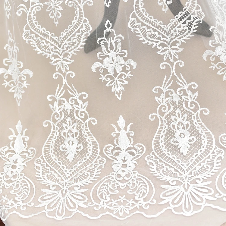 European Style Sequin Embroidery Mesh Lace Fabric Wedding Handmade DIY Material Dress Decoration Fabric