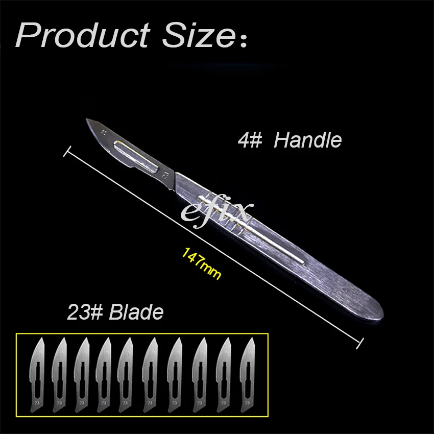 10 шт. 23 1 компл.. углеродистая сталь хирургический скальпель лезвия + 1 шт. 4 # ручка скальпель DIY режущий инструмент PCB ремонт нож