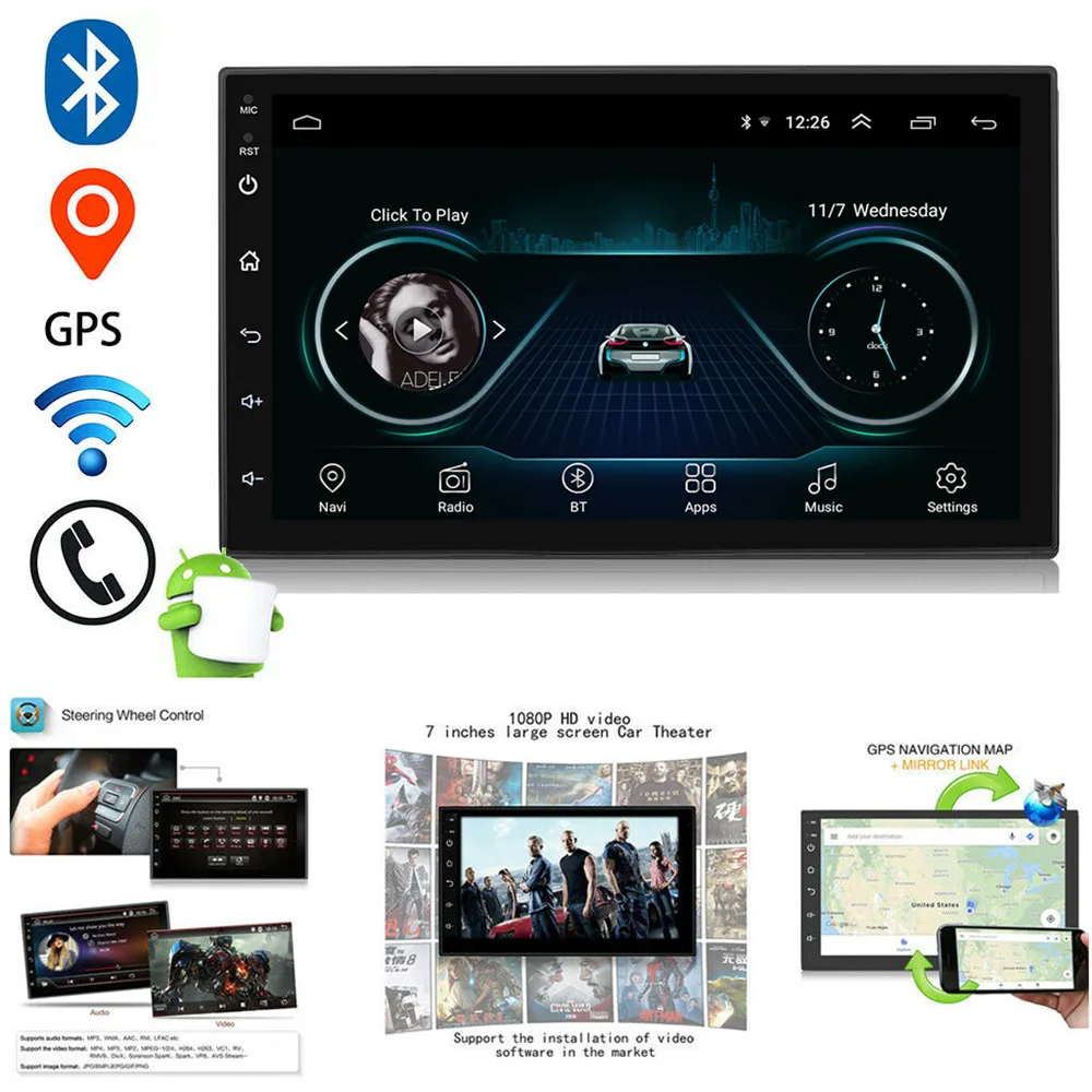 

Android 8.1 2 Din Touch Screen Car Radio Autoradio 7 Inch HD Car Multimedia Player GPS Navigation Car Stereo Bluetooth wifi