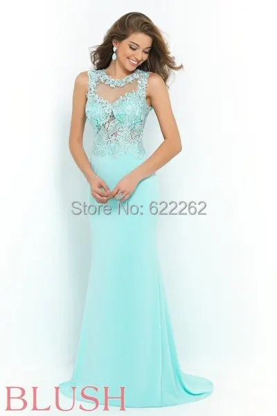 Turquoise Prom Dresses Jewls On Top