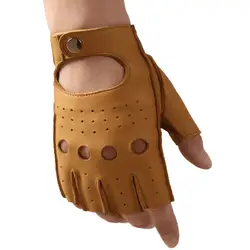 Высокое качество яловая половина пальцев перчатки мужские локомотивные мотоциклетные перчатки из натуральной кожи фитнес полупалец