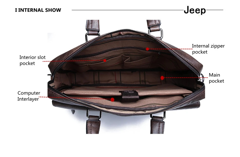 Jeep buluo мужская деловая сумка новая горячая большая емкость кожаный портфель сумки для мужчин 14 дюймов ноутбук Рабочая Дорожная Сумка Черный