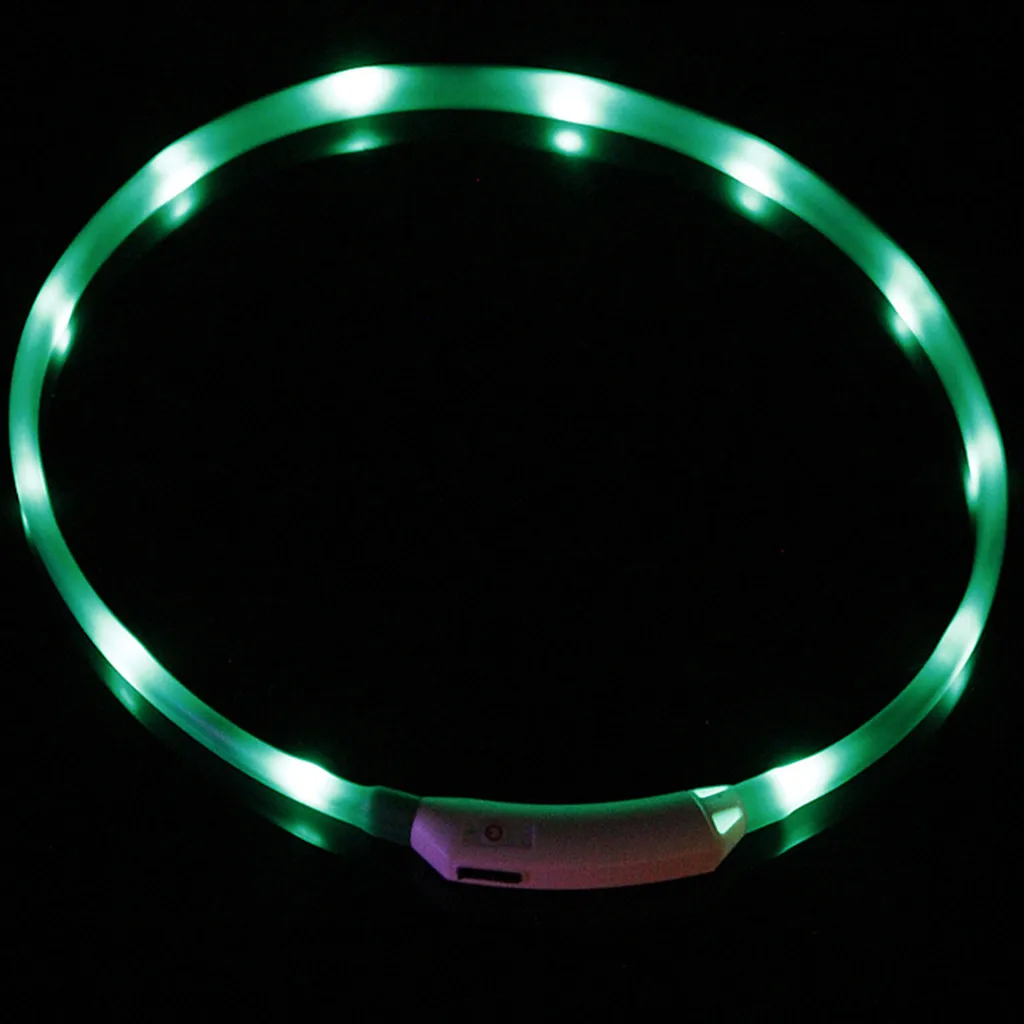 Trsnser светящийся ошейник для собак светодиодный ошейник для домашних животных мигающий светильник водонепроницаемый ночной ремень безопасности USB Перезаряжаемый ремень безопасности 19Mer18 P35 - Цвет: GN