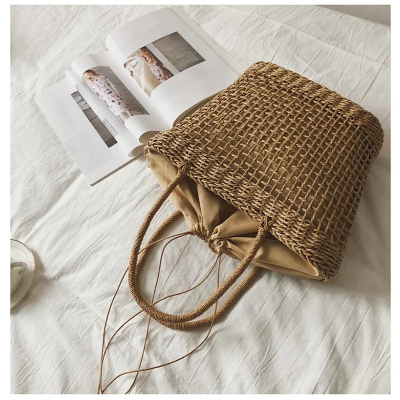 

2018 new style straw plaited article Hollowed out woven bags literature and art beach Holiday bags.LF-045