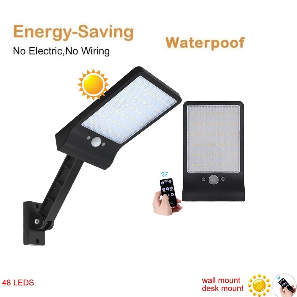 

remote control rotate bracket solar street light Solar Light 48 LED Auto PIR Motion Sensor With Remote Control Garden Wall Solar