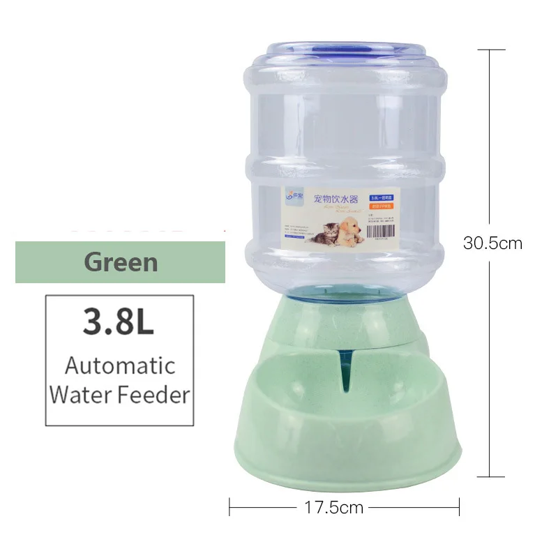 Новейшая 3.8л автокормушка для домашних животных пластиковая бутылка для воды для собак большая емкость диспенсер для еды миска для питомца товары для домашних животных - Цвет: Green Water Feeder