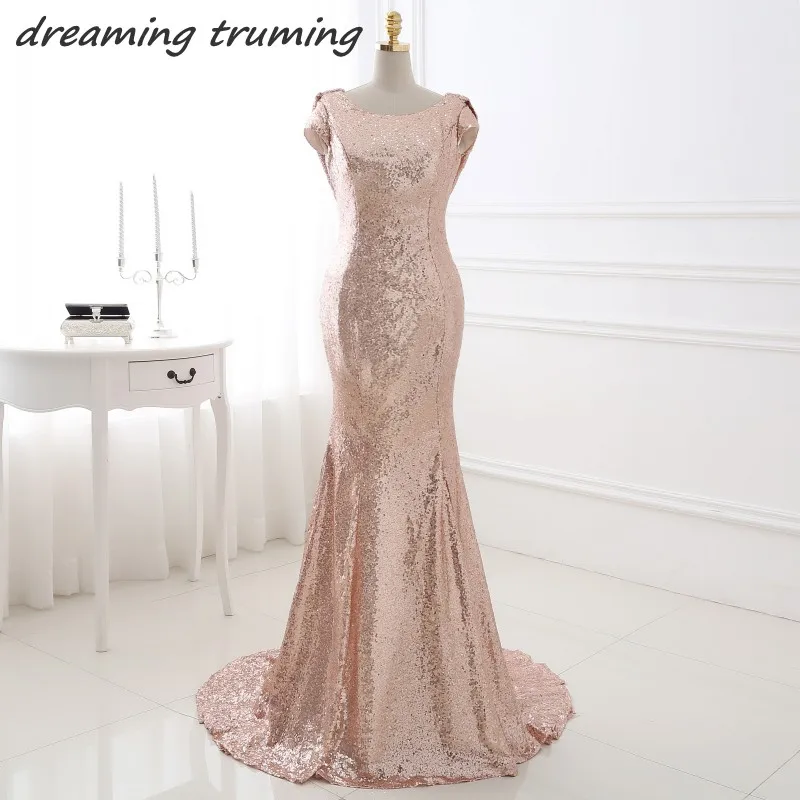 Y Backless Rose Gold Sequin Bridesmaid Dresses Mermaid Long Y Backless Rose Gold Sequin Bridesmaid Dresses Mermaid Long Wedding Party Dress Real Picture Robe Demoie D Honneur