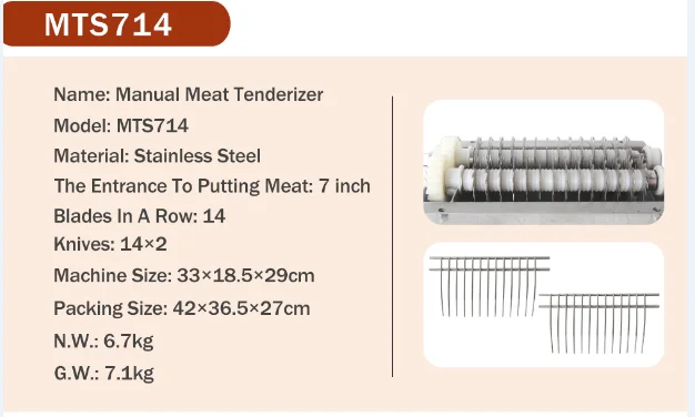 ITOP нержавеющая сталь свежего мяса Tenderizer резки " широкий 37*2 20*2 14*2 ножи MTS7