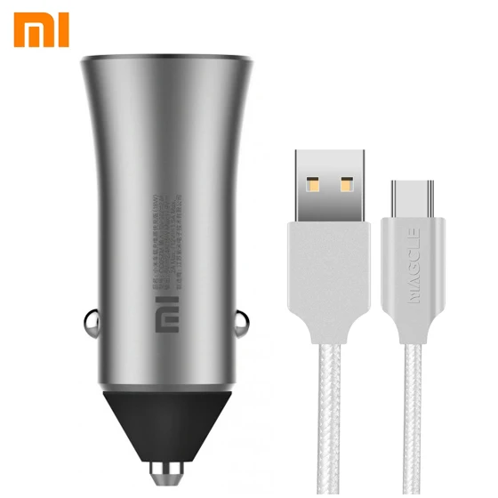 Новейшая модель; Xiaomi Mi автомобиля Зарядное устройство 18 Вт Dual USB Quick Charge 3,0 5 V/2.4A 9В/2A 12 V/1.5A Быстрая зарядка 3,0 Edition+ 2A Magcle кабель