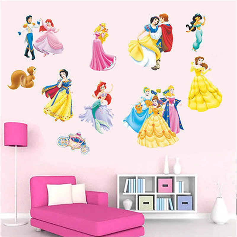 

11 PRINCESSES Prince WALL DECALS Ariel Cinderella Snow White Stickers PVC Mural