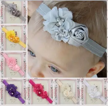 

YH408 Newborn Flower Headbands Photography props Girls Rose Flower Headwear Newborn Hair Bands Hair Accessories