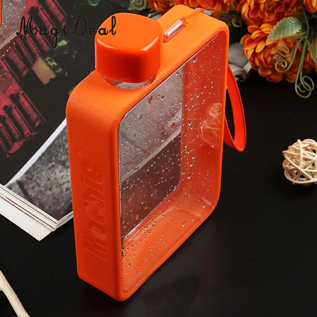 MagiDeal Clear Book Portable Paper Pad Water Bottle Flat Drinks Kettle 5 Colors to Choose