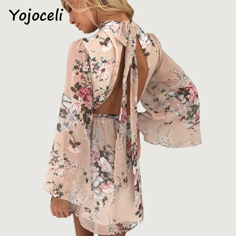 Пляжное шикарное Цветочное платье Yojoceli в стиле бохо женское Короткое мини-платье