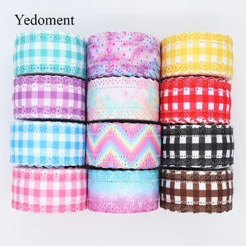 

10 Yards Grosgrain Hollow Lace Ribbons Grid Printed Ribbon 30MM For Hair Bows DIY Crafts Handmade Accessories M19043004