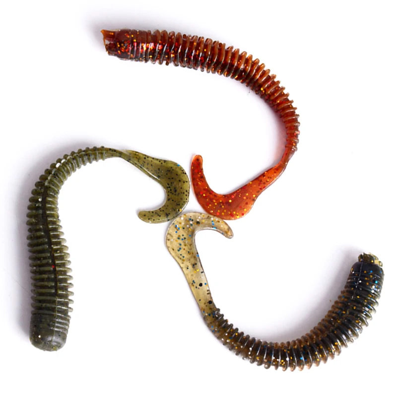 5Pcs 2g/8cm Fishing Lure artificial Soft Bait Silicone Bass Minnow Bait soft worm curly tail grub Jig Head Fly Fishing Pasca