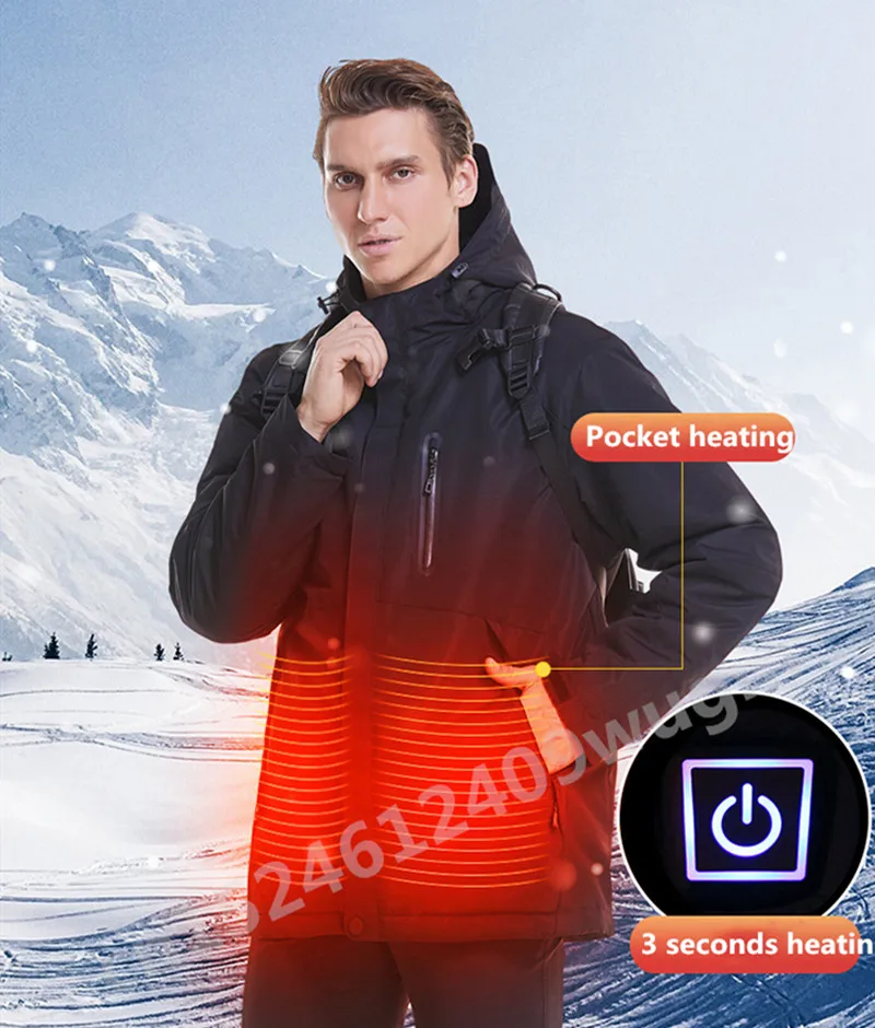 Мужская Женская куртка с подогревом жилет пальто USB электрическая батарея с длинными рукавами теплый жакет с капюшоном зимняя теплая верхняя одежда для катания на лыжах