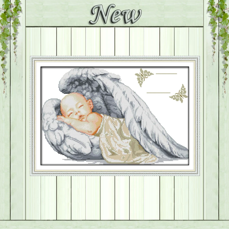 Little angel birth certificate sleeping font b baby b font pattern print canvas DMC 14CT 11CT