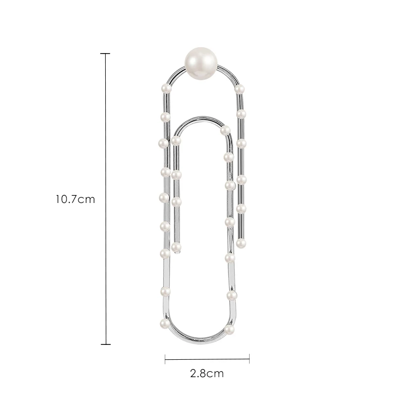 

European and American personality exaggerated metal texture long large pin artificial pearl earrings