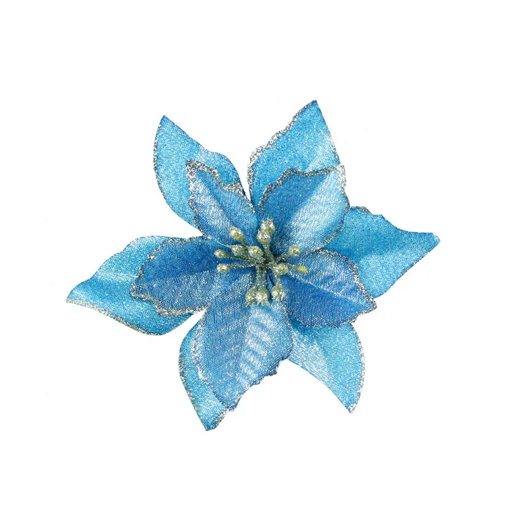 LAPHIL 5 10 20 шт блестящие Искусственные Рождественские цветы Рождественские украшения для дома Новогодний декор - Цвет: Blue