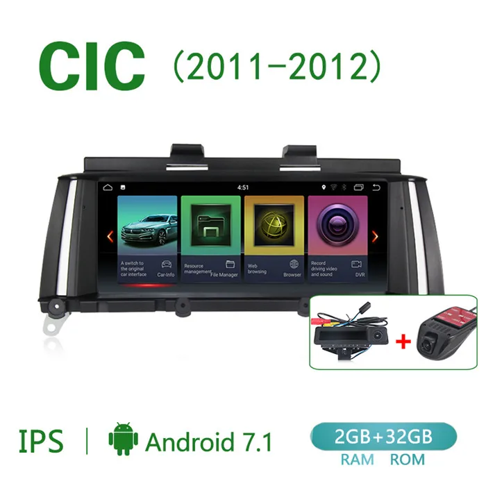 Новинка! ID7 2G+ 3 2G Android 7,1 Автомобильный gps dvd для BMW X3 F25 X4 F26(2010-2013) Оригинальная CIC система(2013-) Оригинальная NBT система - Цвет: CIC add camera DVR