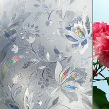 3D Laser Tulip Privacy Window Sticker Decorative Film Static Glass Opaque Glue-free Self-Adhesive Film Bathroom door Home Decor