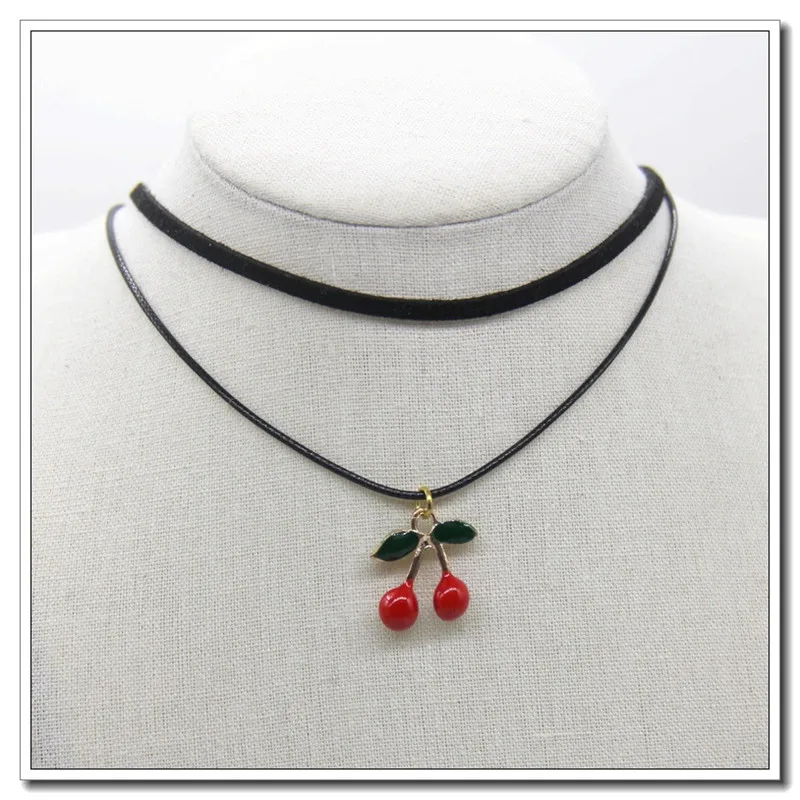 

Korean version of the simple student ladies pendant necklace cherry rope with collar short ladies fashion jewelry necklace penda