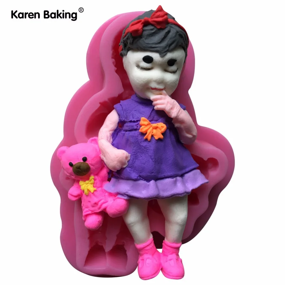 Karikat r K z Ve Ay ekilli 3D Silikon Fondan Kek Kal p ikolata Kal p 