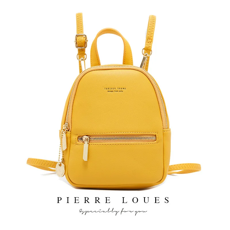 Женский мини-рюкзак из искусственной кожи, модный школьный рюкзак на плечо для колледжа, Женский кошелек для девочек, Повседневная дорожная сумка, Mochilas Mujer - Цвет: yellow