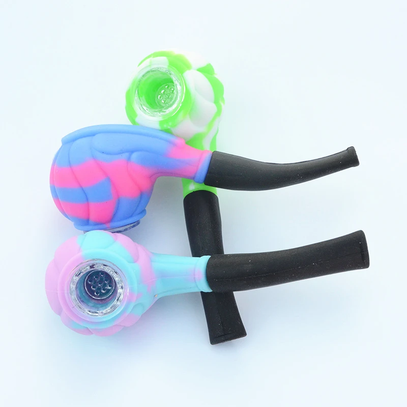 5 шт./партия для хранения пищевых продуктов силиконовые трубы со стеклянной чашей Путешествия Портативный измельчитель табака Pipas. Смешанные Цвет